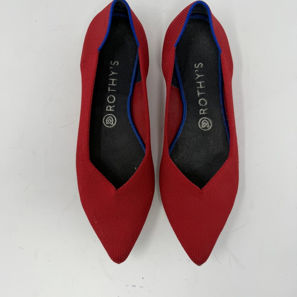Rothy's The Point Flat Shoe Red Sustainable Knit Women Size 10 - Picture 3 of 13